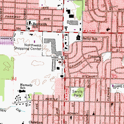 Topographic Map of Charity United Methodist Church, MI