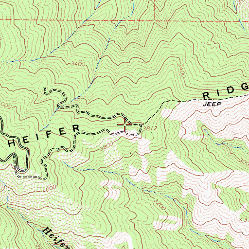Topographic Map of Heifer Ridge, CA