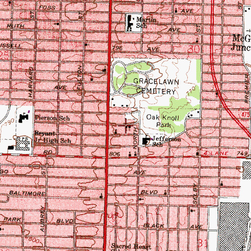 Topographic Map of Morning Glory Missionary Baptist Church, MI