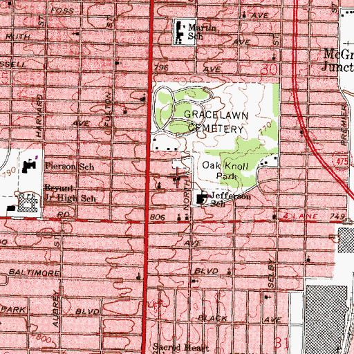 Topographic Map of Bible Apostolic Church, MI