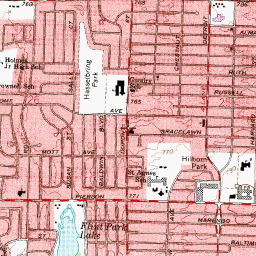Topographic Map of Vernon Chapel, MI
