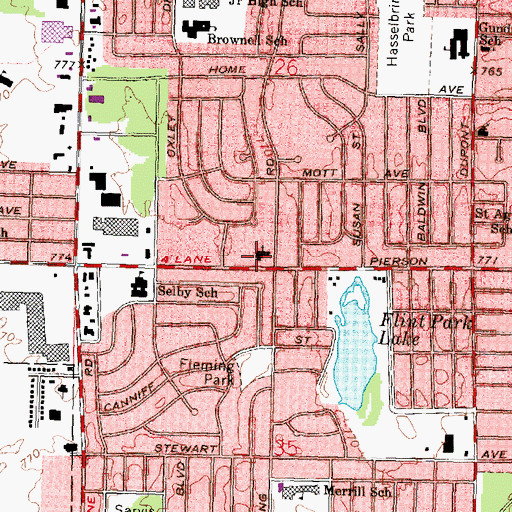 Topographic Map of Mount Carmel Baptist Church, MI