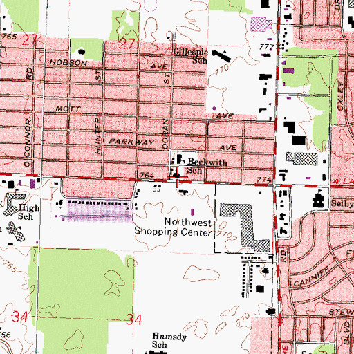 Topographic Map of New Heaven Missionary Baptist Church, MI