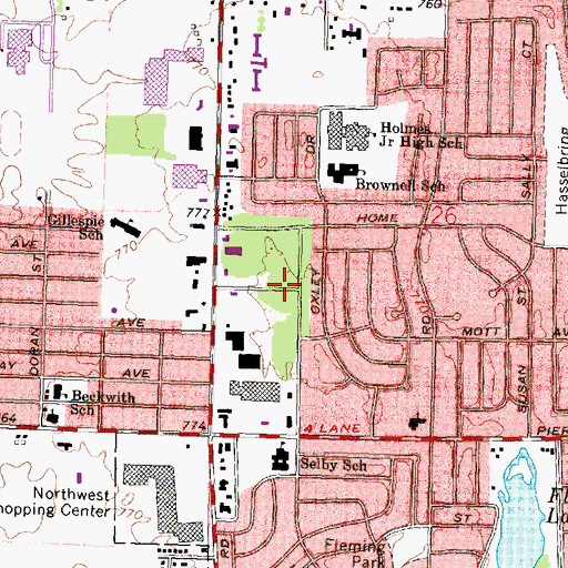 Topographic Map of Jehovah's Witnesses Hall, MI