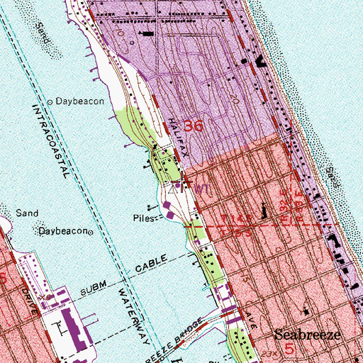 Topographic Map of Seabreeze Water Tower, FL