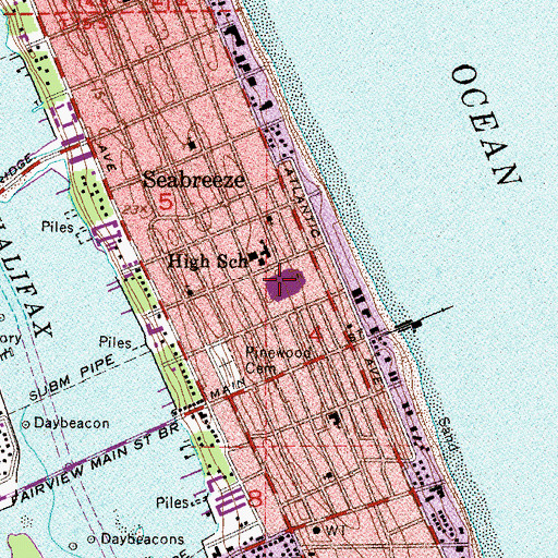 Topographic Map of Ocean Center, FL