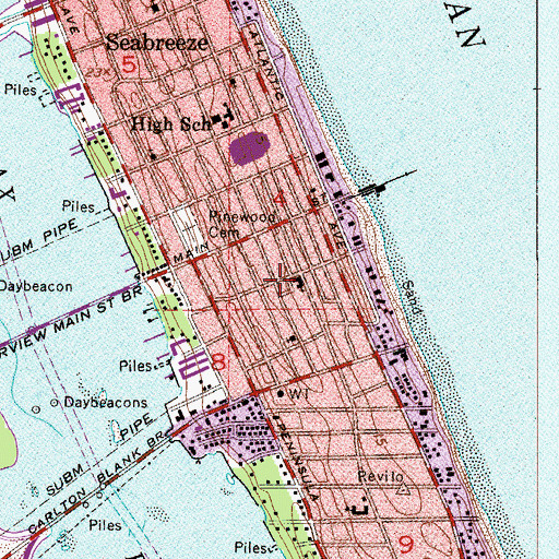 Topographic Map of Daytona Beach Police Department - Beachside Precinct, FL