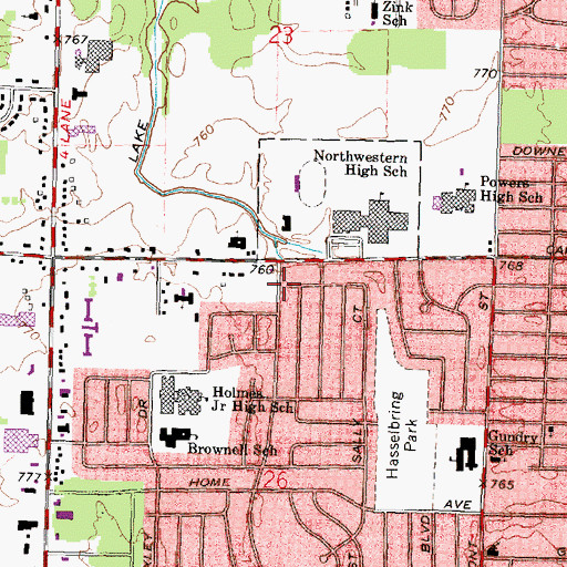 Topographic Map of First Union Baptist Church, MI