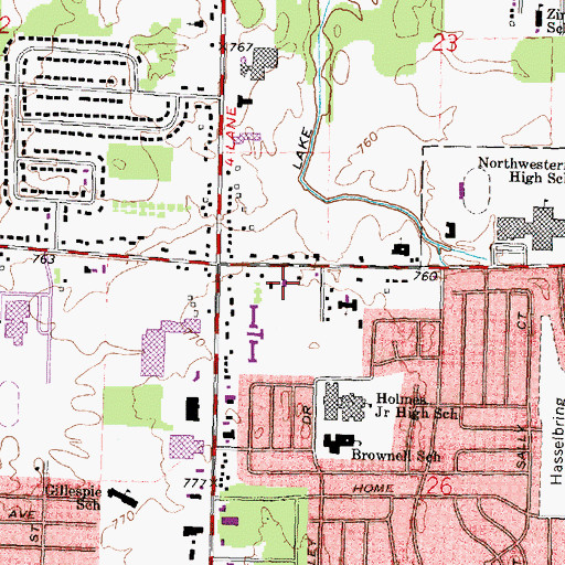 Topographic Map of New Saint James Memorial Church, MI