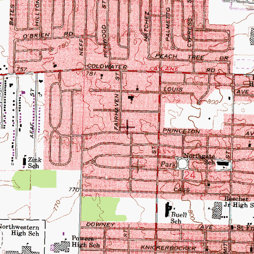 Topographic Map of True Gospel Missionary Church, MI