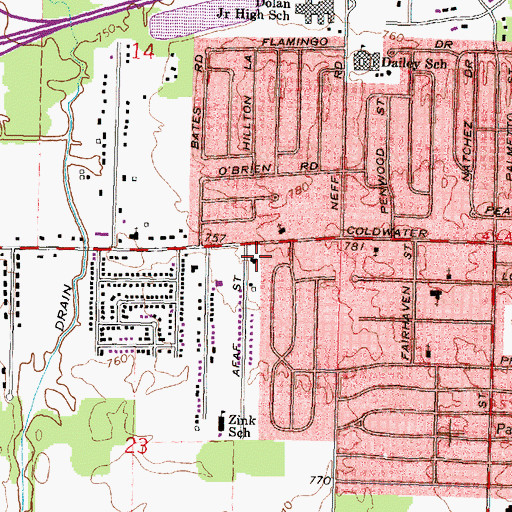 Topographic Map of Saint Paul Missionary Baptist Church, MI