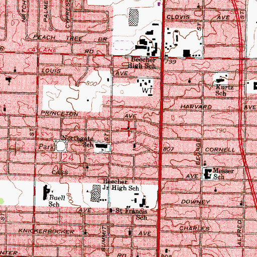 Topographic Map of Beecher Community Church, MI