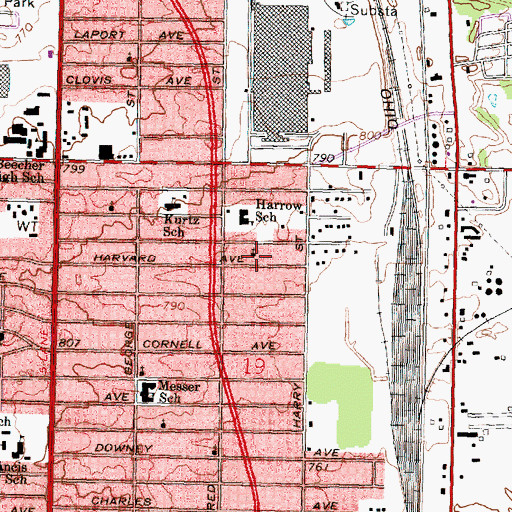 Topographic Map of Gethsemane Missionary Baptist Church, MI