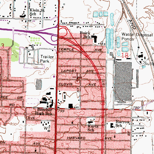 Topographic Map of Pleasant Love Missionary Baptist Church, MI