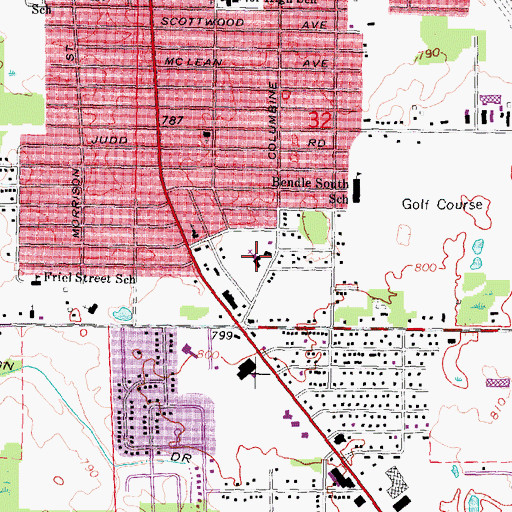 Topographic Map of Christ United Methodist Church, MI