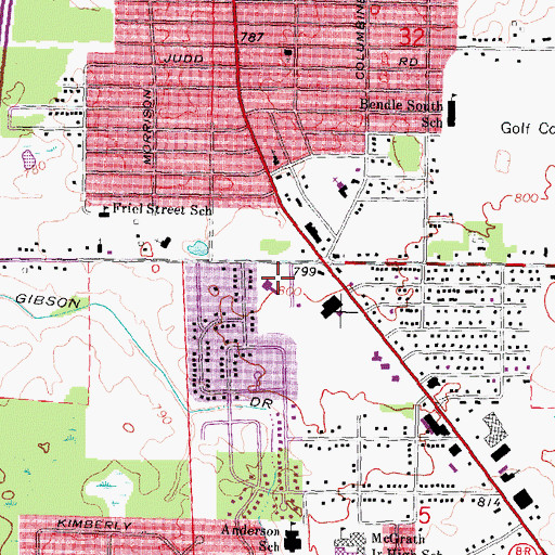 Topographic Map of Great Lakes Baptist Temple, MI