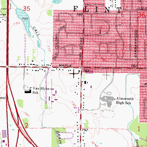 Topographic Map of Peace Lutheran Church, MI