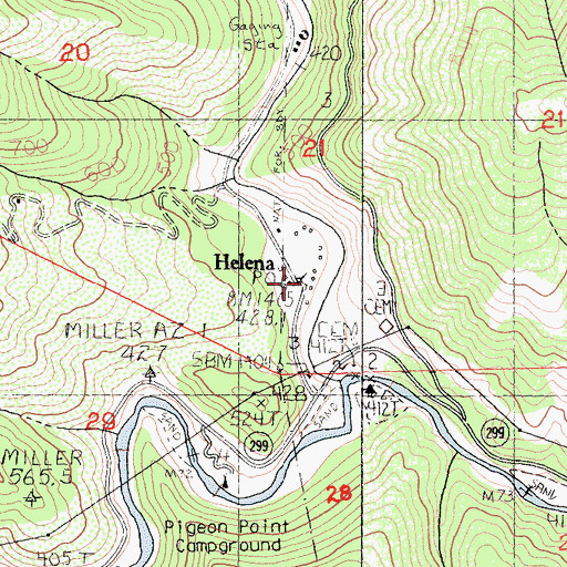 Topographic Map of Helena, CA
