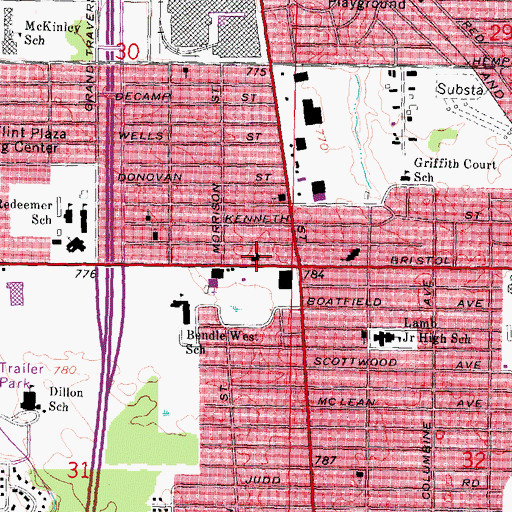 Topographic Map of New Haven Baptist Church, MI