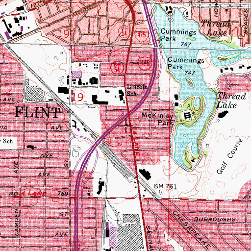 Topographic Map of Dozier Memorial Christian Methodist Episcopal Church, MI