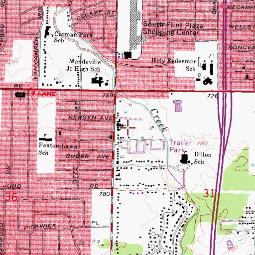 Topographic Map of Deliverance Tabernacle Church, MI
