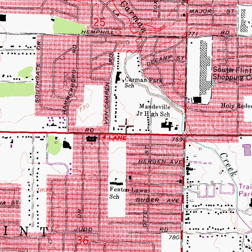 Topographic Map of Bristolwood Community of Christ Church, MI
