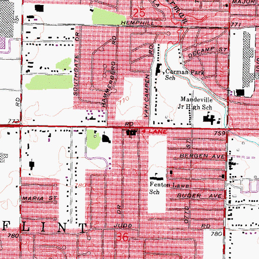 Topographic Map of Central Church of the Nazarene, MI