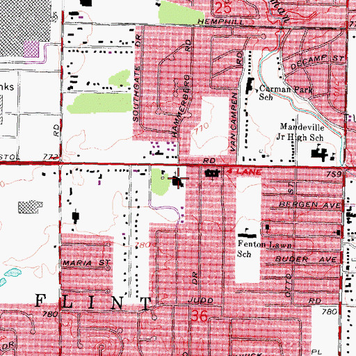 Topographic Map of Bristol Road Church of Christ, MI
