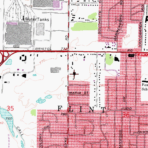 Topographic Map of South Baptist Church, MI