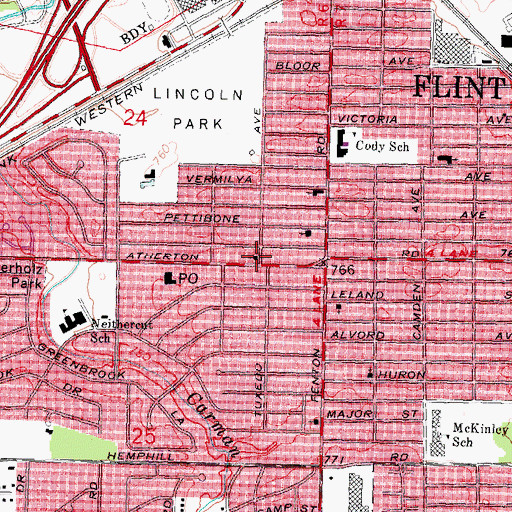 Topographic Map of Victory Worship Center, MI