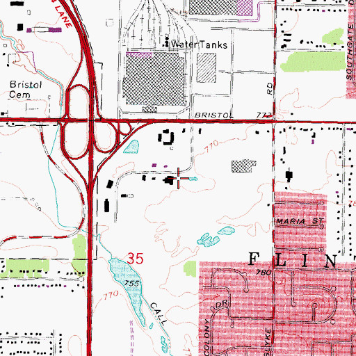 Topographic Map of Calvary Chapel of Flint, MI