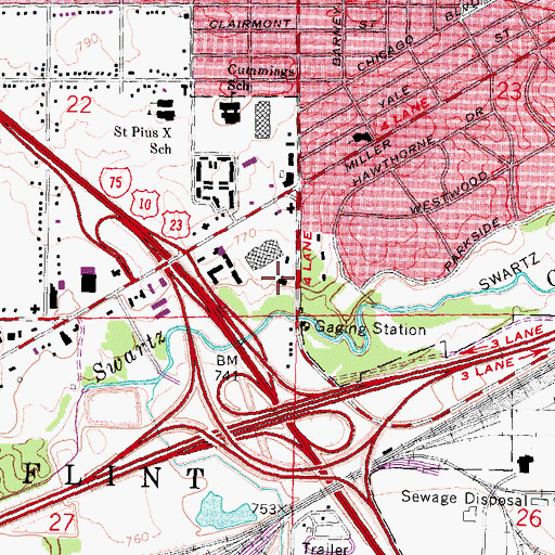 Topographic Map of Church of God Flint Fellowship, MI
