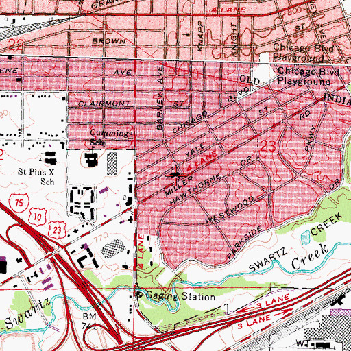Topographic Map of Marantha Baptist Church, MI