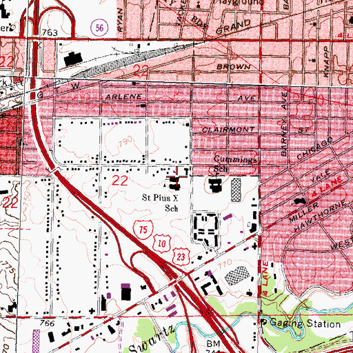 Topographic Map of Saint Pius X Church, MI