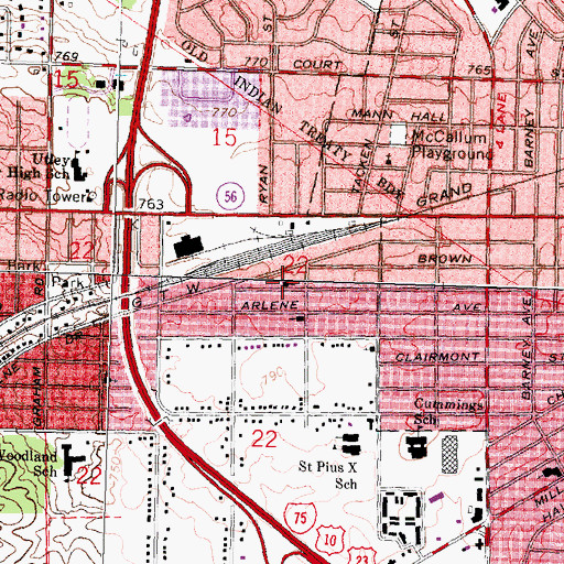 Topographic Map of Baring Cross Baptist Church, MI