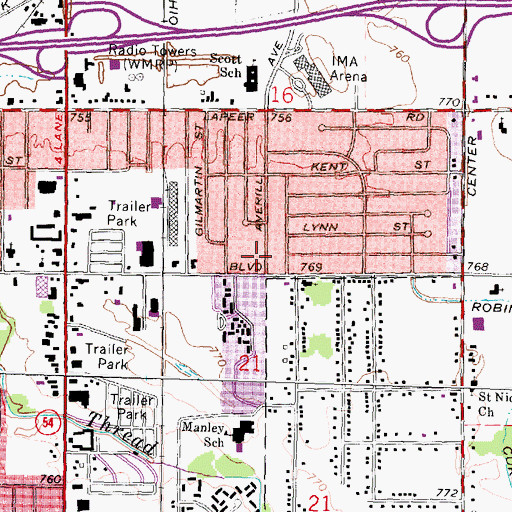 Topographic Map of New Life Church of Apostolic Faith, MI