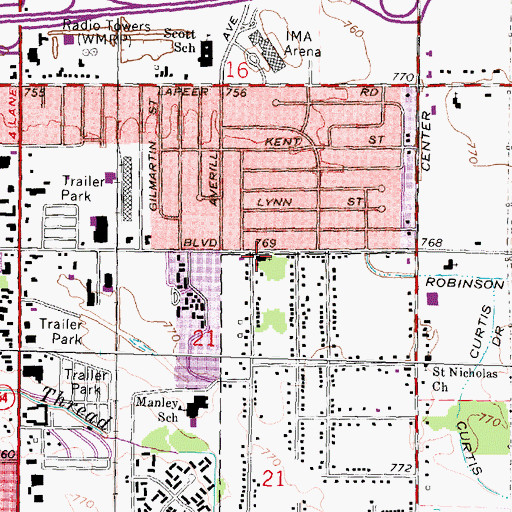 Topographic Map of Faith Deliverance Temple, MI
