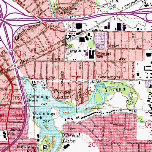 Topographic Map of Vermont Christian Church, MI