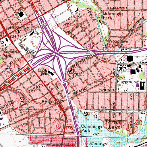 Topographic Map of Church of Trinity Pentecostal, MI