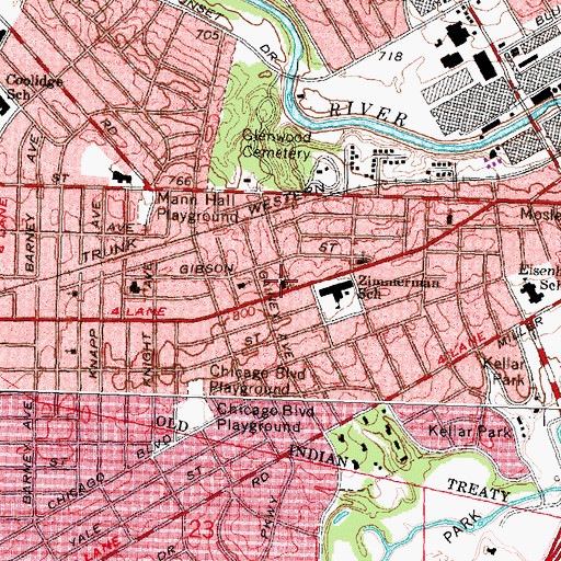 Topographic Map of Grace Lutheran Church, MI