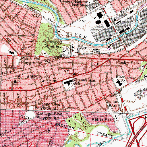 Topographic Map of United in Christ Lutheran Church, MI