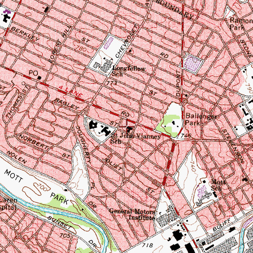 Topographic Map of Calvary United Methodist Church, MI
