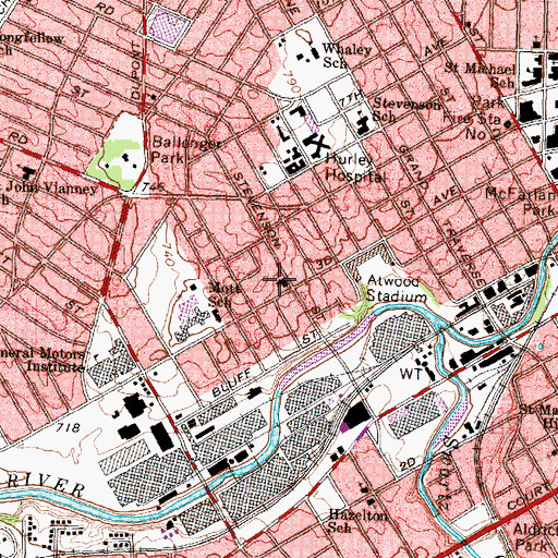 Topographic Map of Third Avenue Baptist Church, MI
