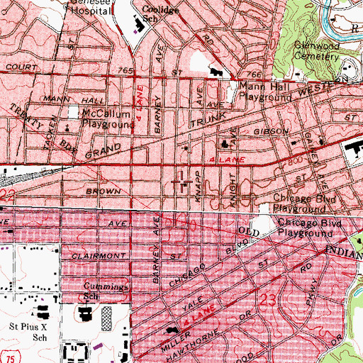 Topographic Map of First Church of the Brethren, MI
