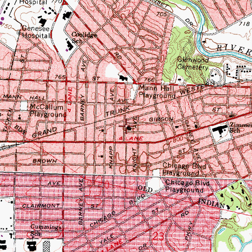 Topographic Map of Calvary Apostolic Tabernacle, MI