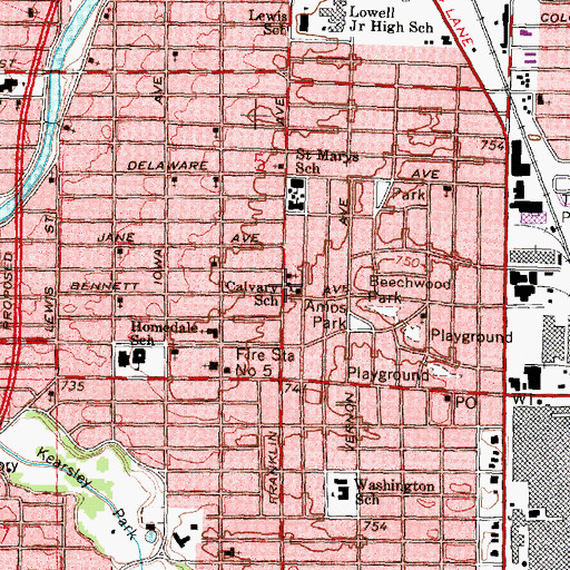 Topographic Map of Calvary Lutheran Church, MI