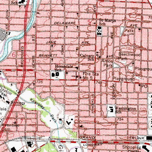 Topographic Map of Asbury United Methodist Church, MI