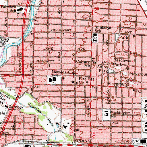 Topographic Map of North Star Missionary Baptist Church, MI