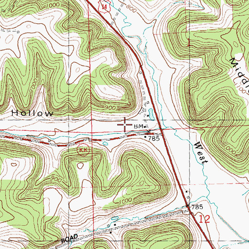Topographic Map of Indian Hollow Farms, WI