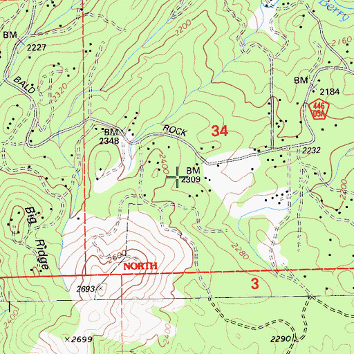 Topographic Map of Berry Creek Census Designated Place, CA